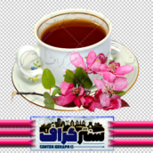 عکس دوربری فنجان چای با گل سرخ